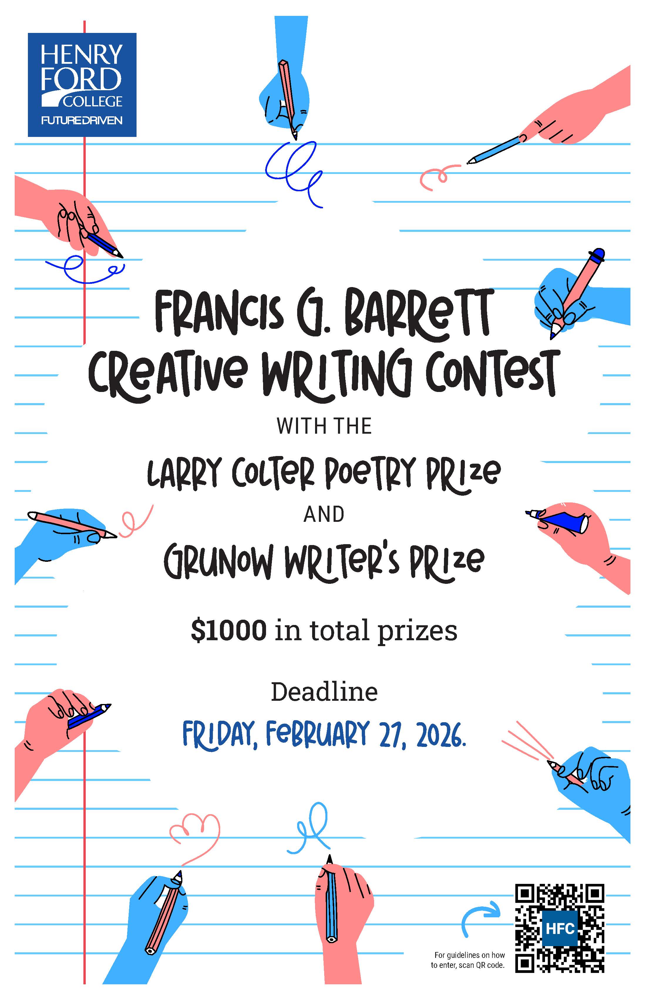 Barrett Writing Contest deadline, Friday, February 27th