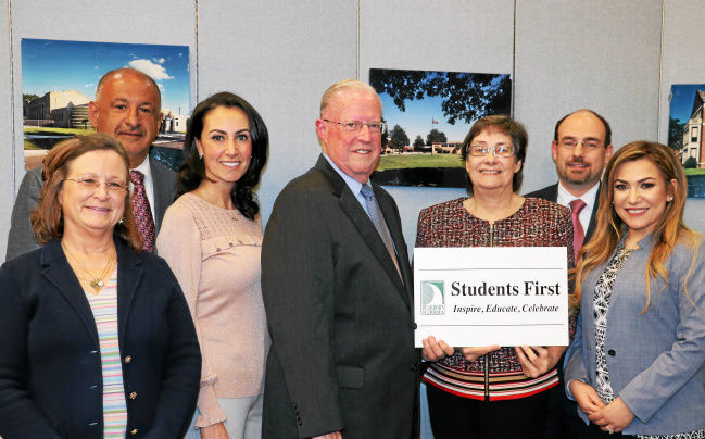 2018 Dearborn Board of Education Trustee Mary Lane (left), Secretary Hussein Berry, Trustee Celia Nasser, President Michael Meade, Vice President Mary Petlichkoff, Trustee James Thorpe and Treasurer Fadwa Hammoud courtesy DPS