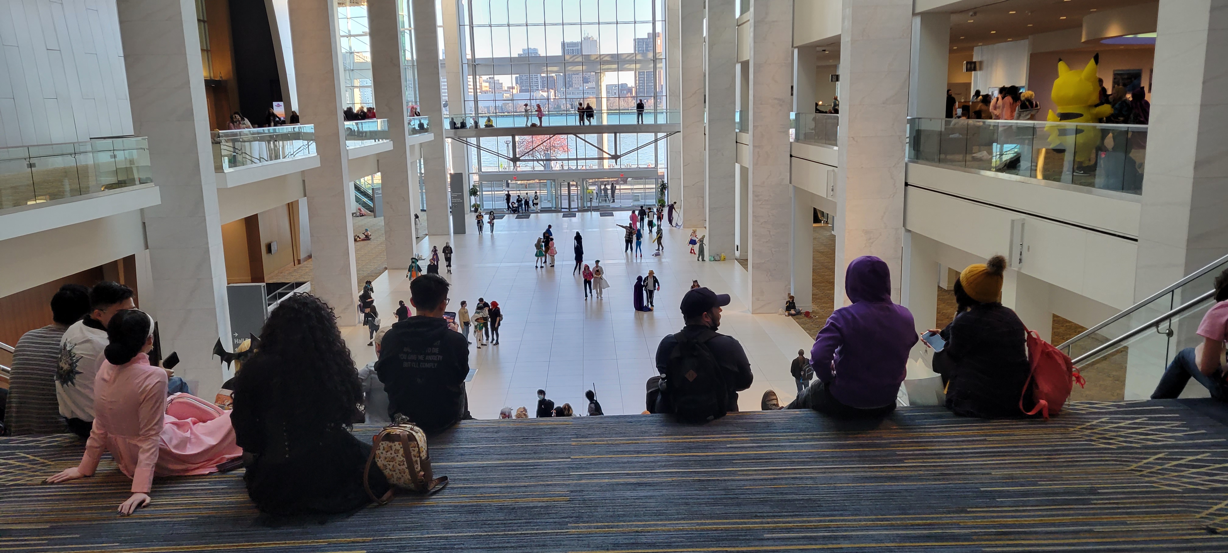 Youmacon 2022 riverfront entrance to Huntington Place (formerly Cobo Hall, Cobo Center, and TCF Center) in downtown Detroit. Photo by Katherine Warden