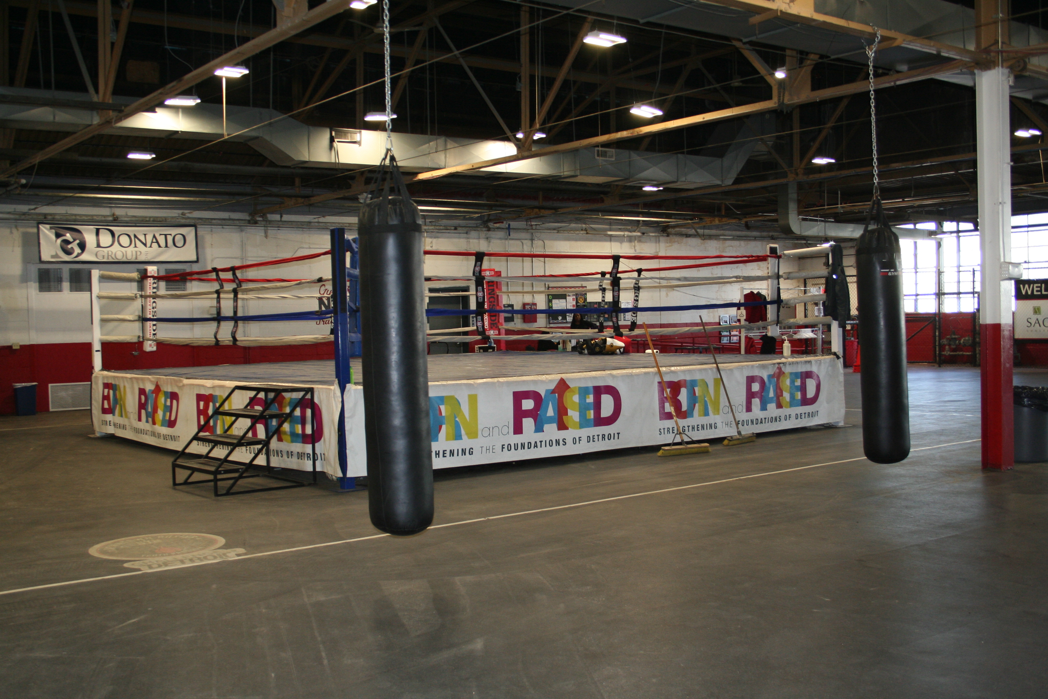 Photo of a boxing ring at Downtown Boxing Gym