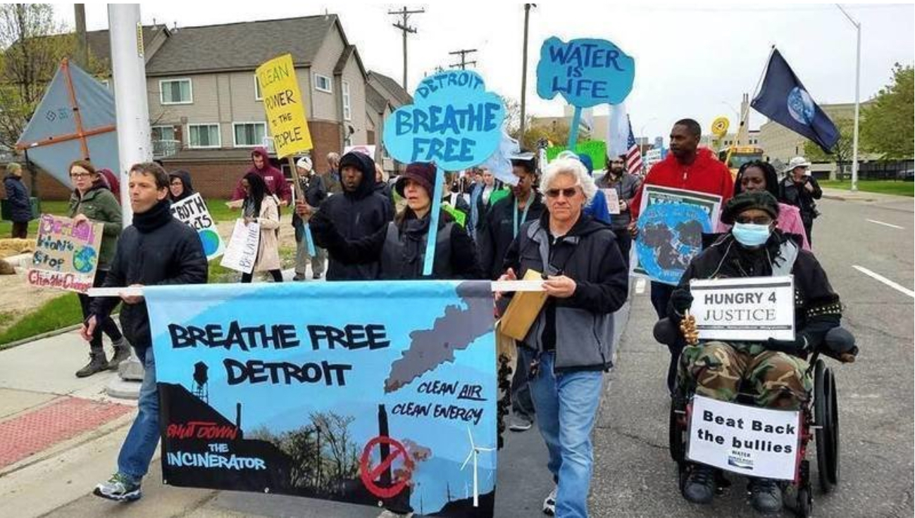 Photo of Breathe Free Detroit campaign marchers protesting Detroit Incinerator