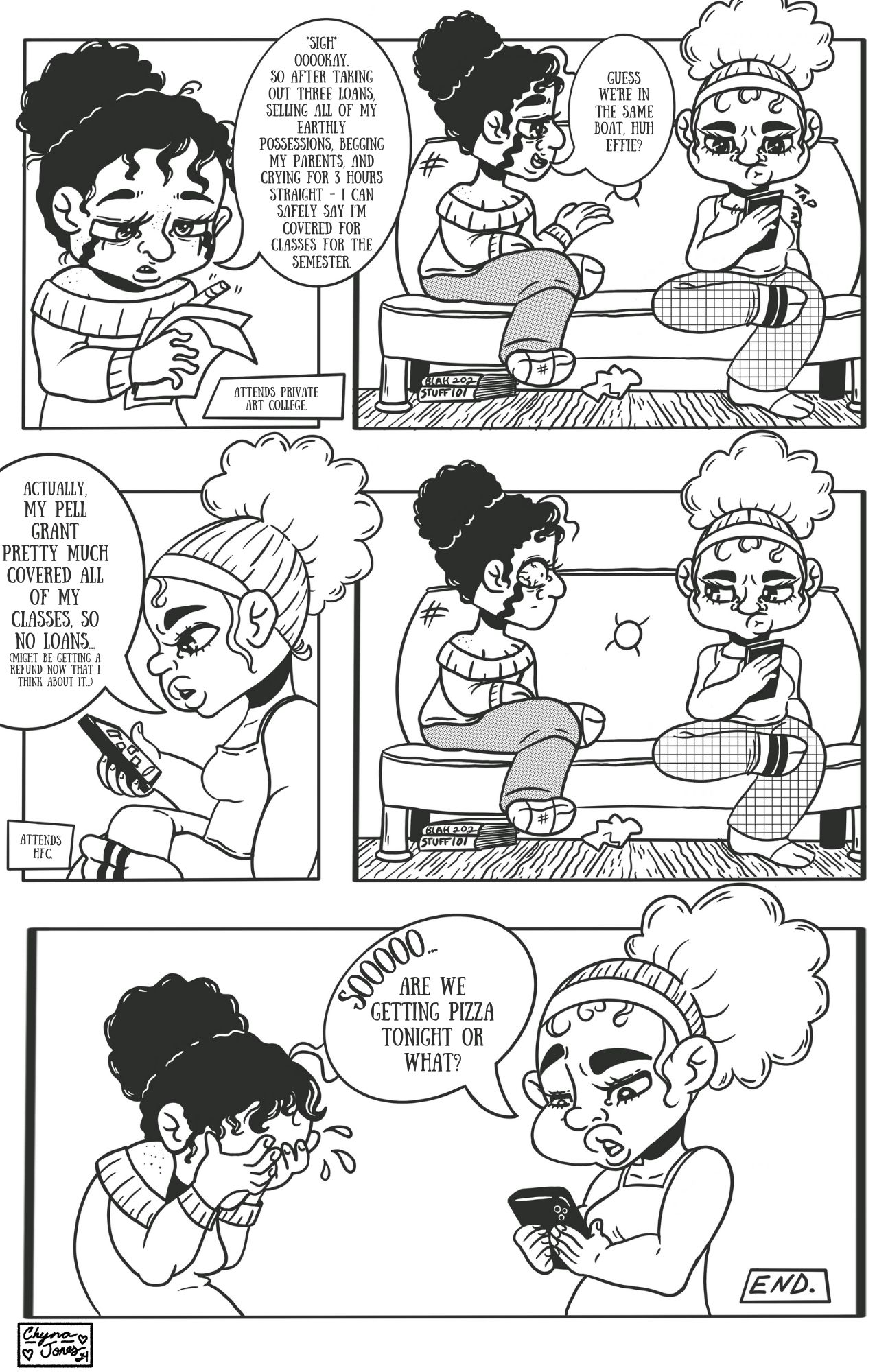 Original comic of Effie vs. Everyone about Effie paying for college