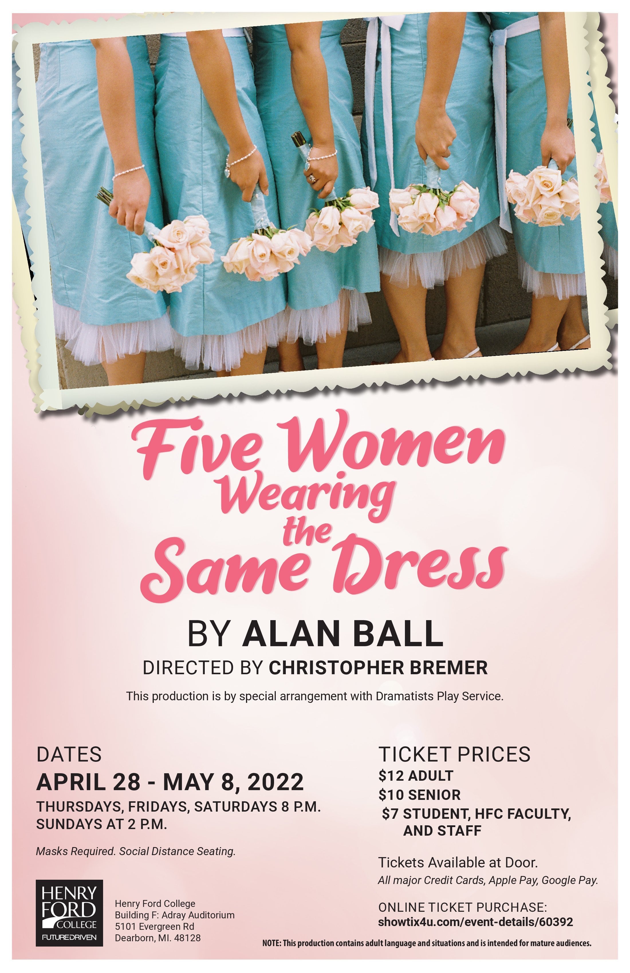 Five Women April 28 - May 8 poster HFC Theatre