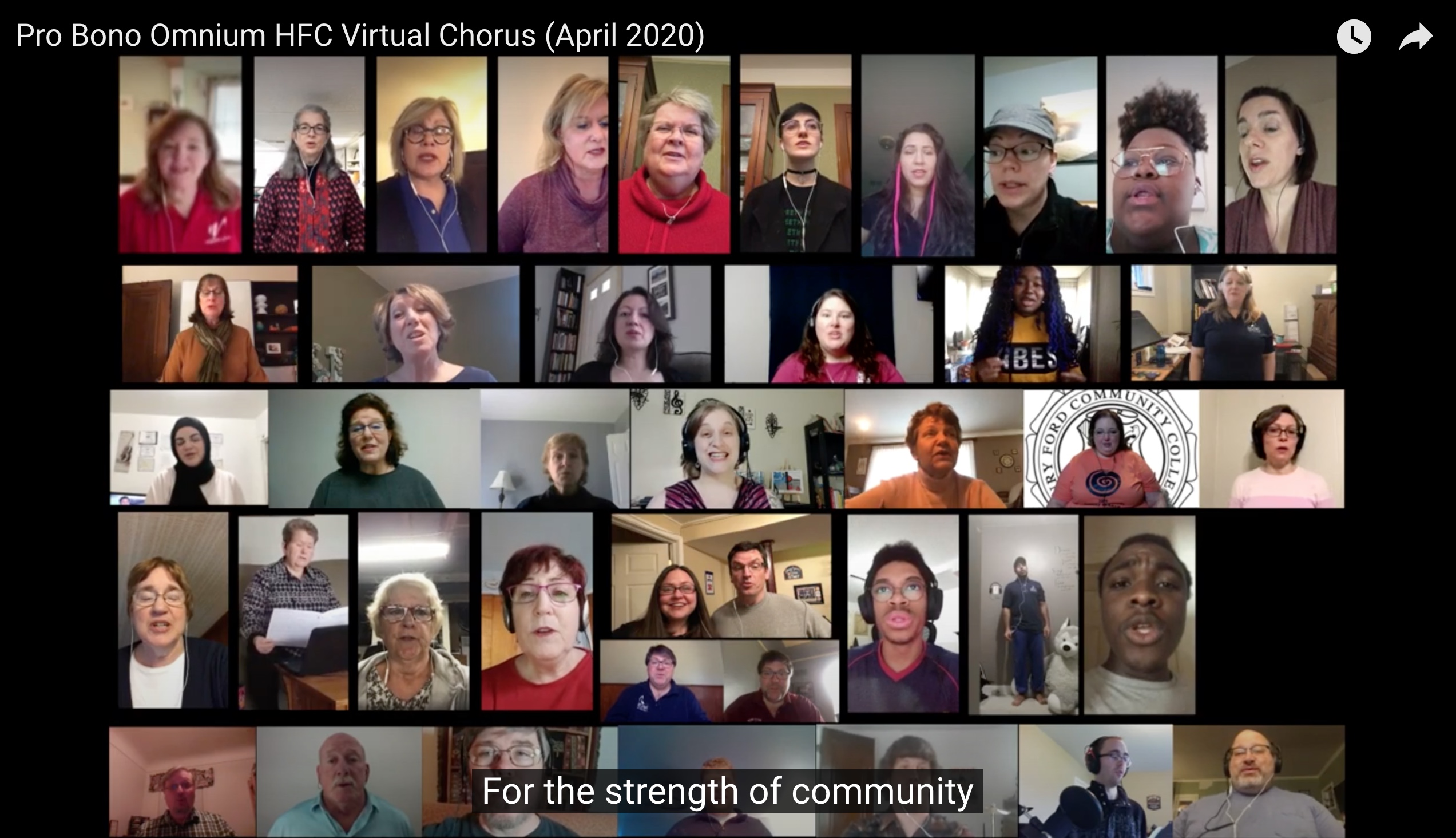 Henry Ford College Virtual Chorus sings Pro Bono Omnium courtesy HFC Marketing