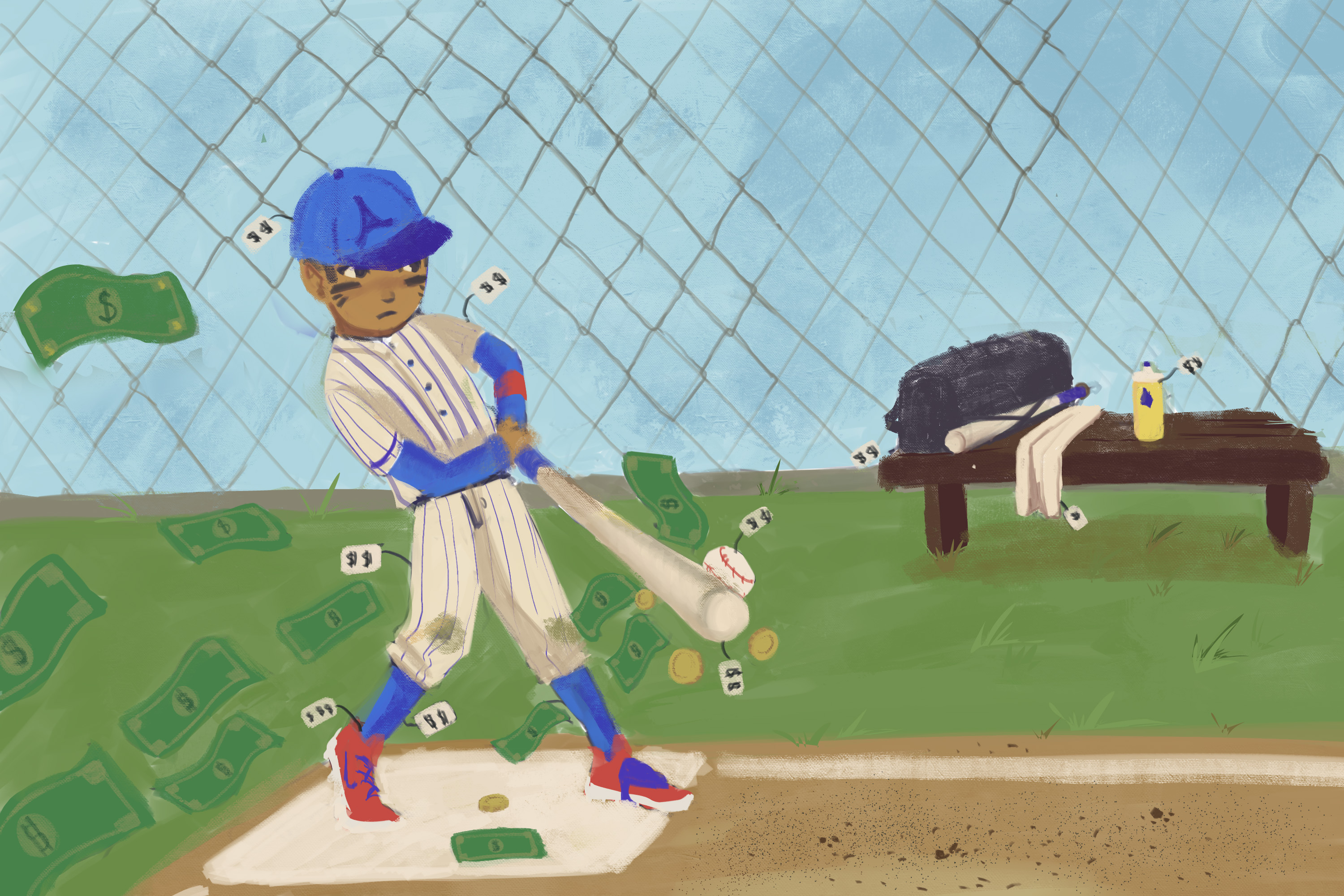 Illustration kid playing baseball by Abrar Alatooli
