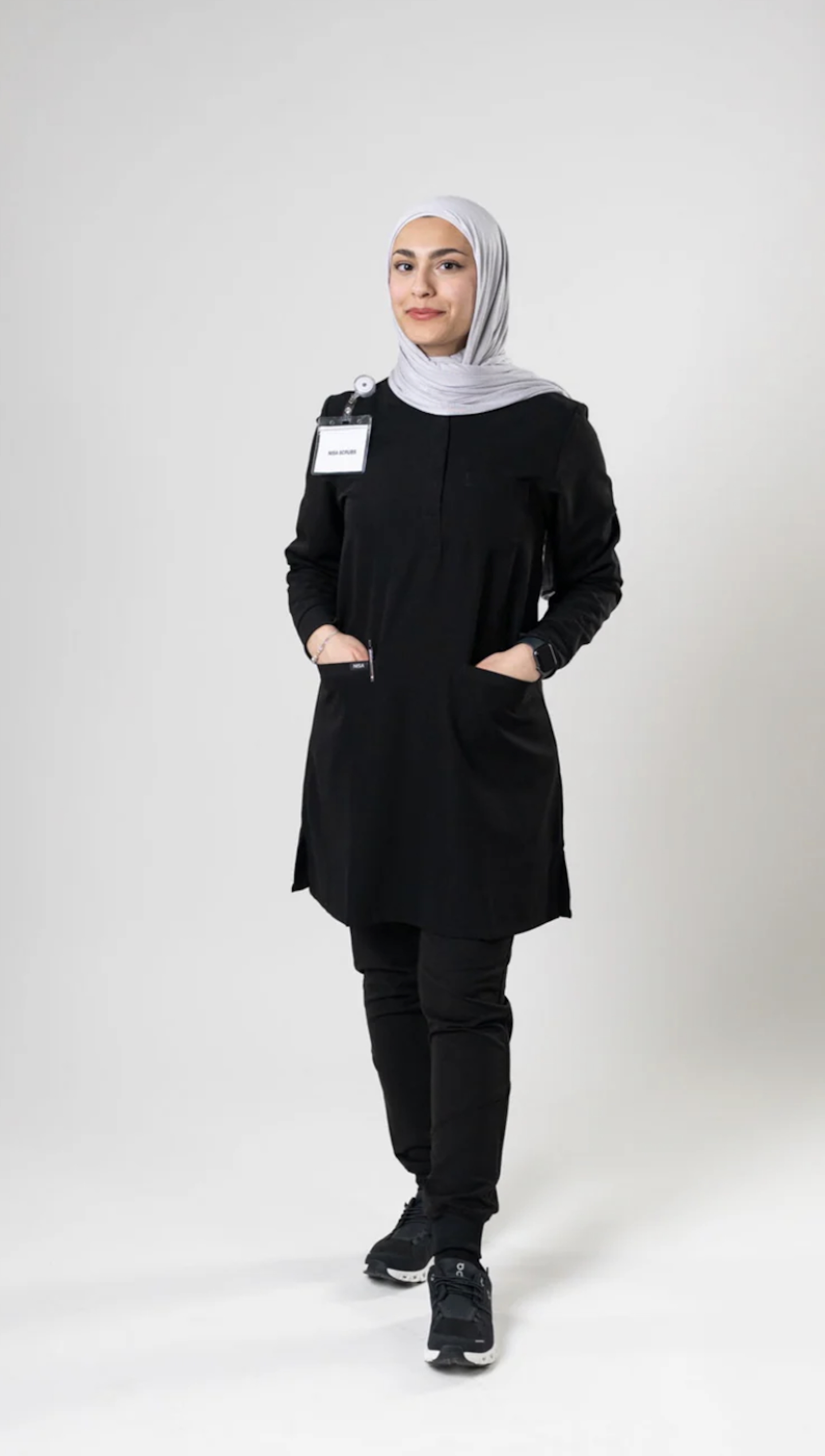 Zynab Al-Timimi modeling scrubs. Photo from the Nisa Scrubs website Zynab Al-Timimi modeling scrubs. Photo from the Nisa Scrubs website