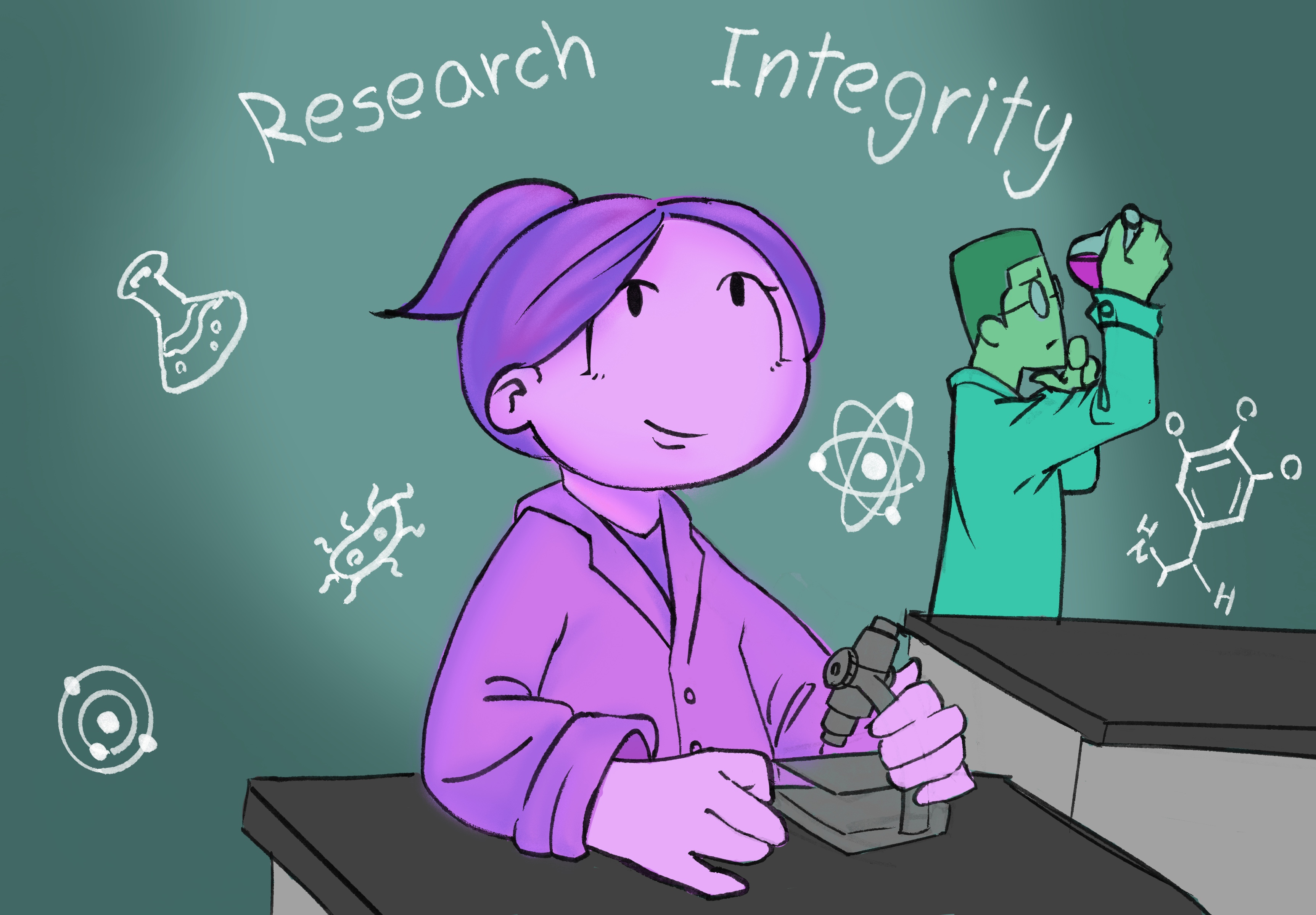 Illustration of scientist conducting experiment by Youssef Daher Illustration of scientist conducting experiment by Youssef Daher