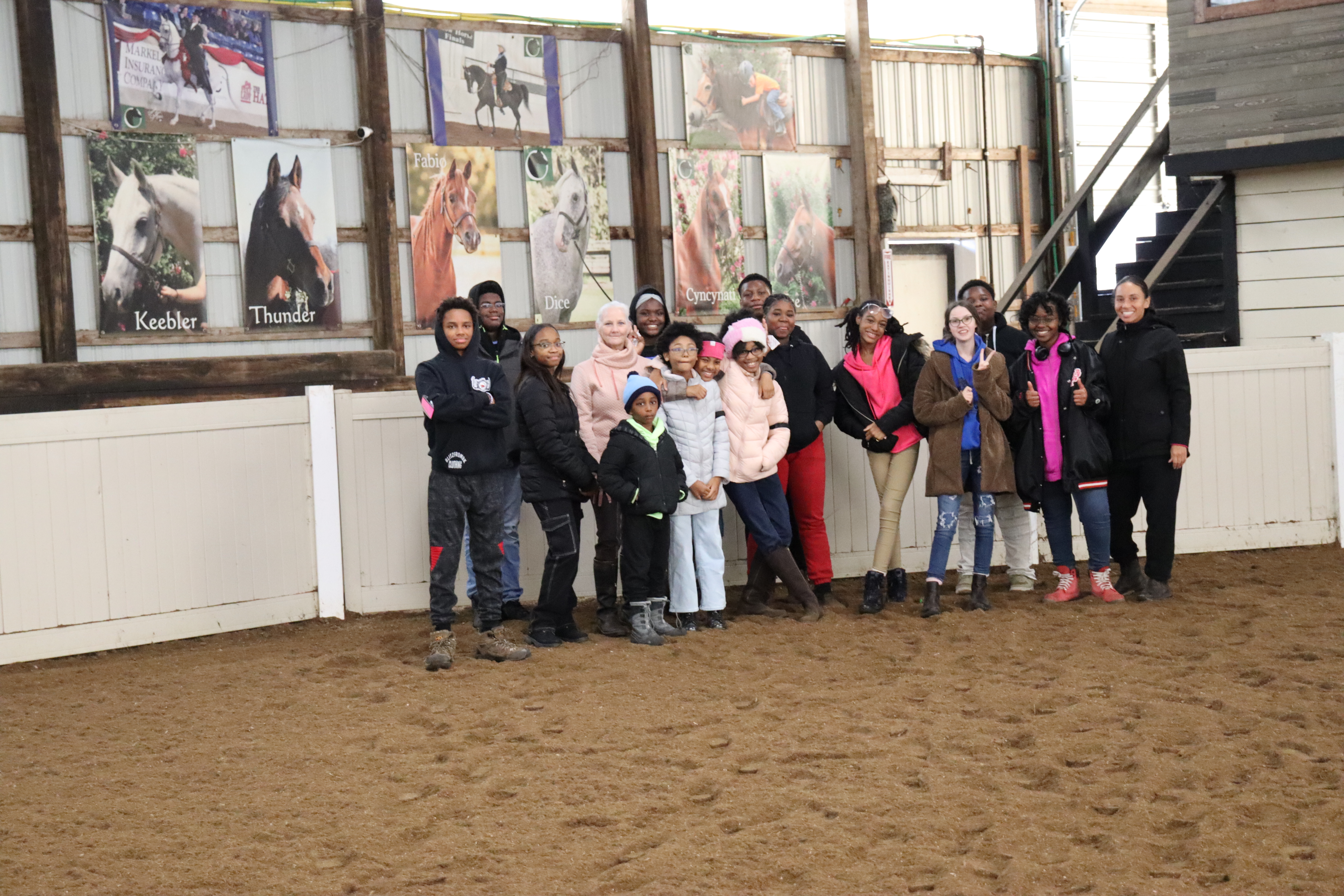Detroit Horse Power students receiving riding lessons at Rushlow's Arabian Farm. Photo by Zynab Al-Timimi