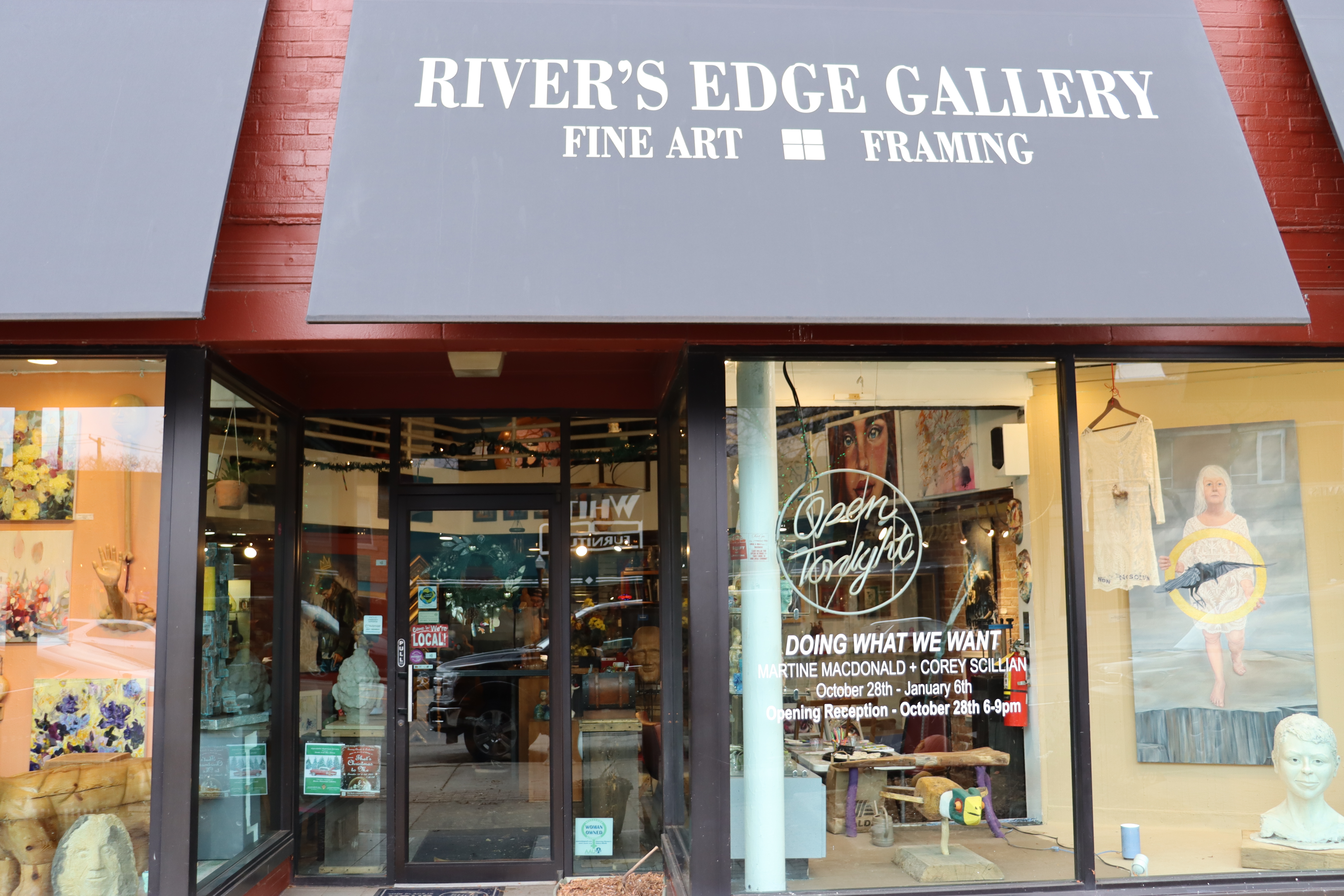 Storefront of the River's Edge Gallery in downtown Wyandotte, Michigan. Photo by Ashley Demario
