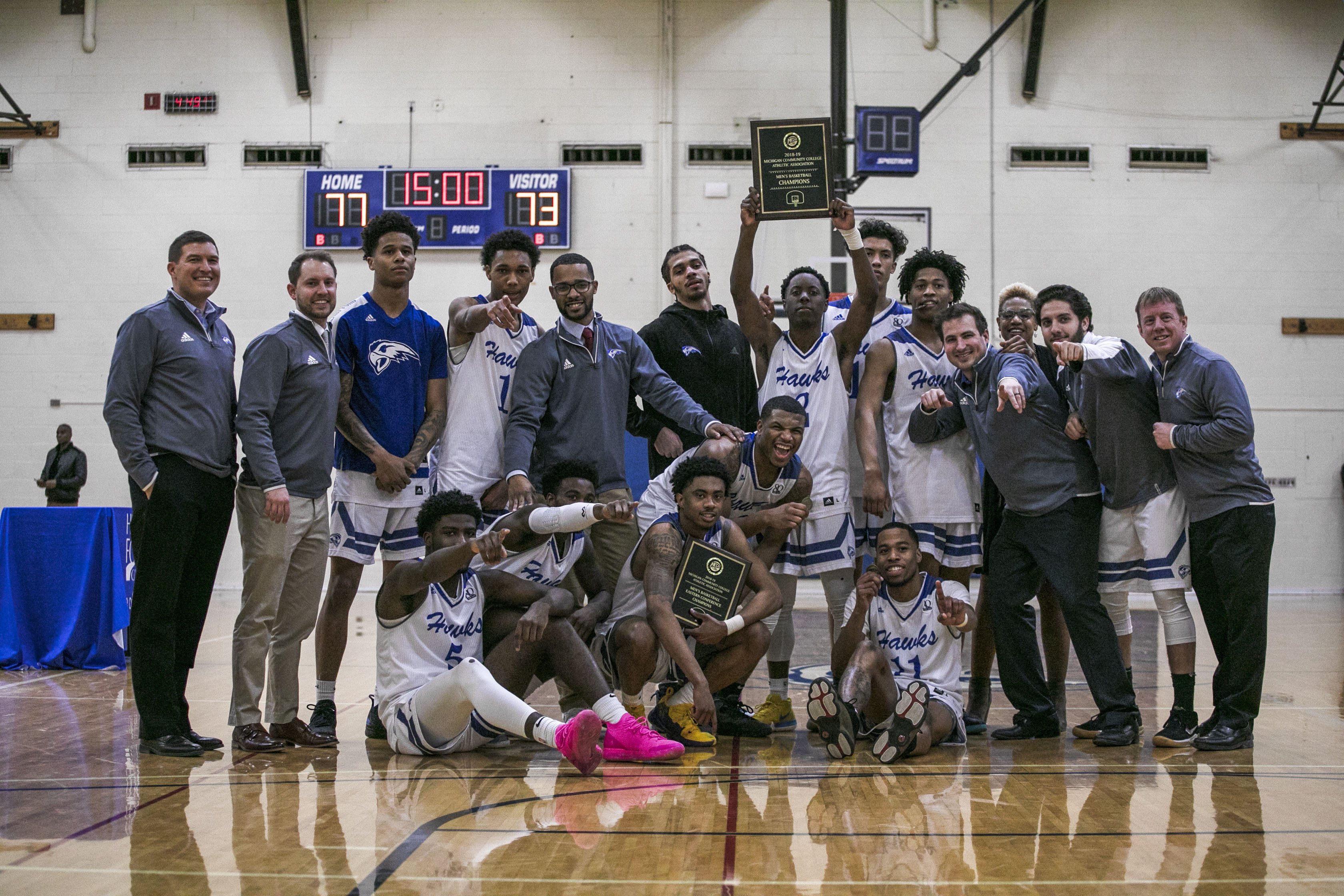 Photo of HFC Hawks celebrating winning the MCCAA title