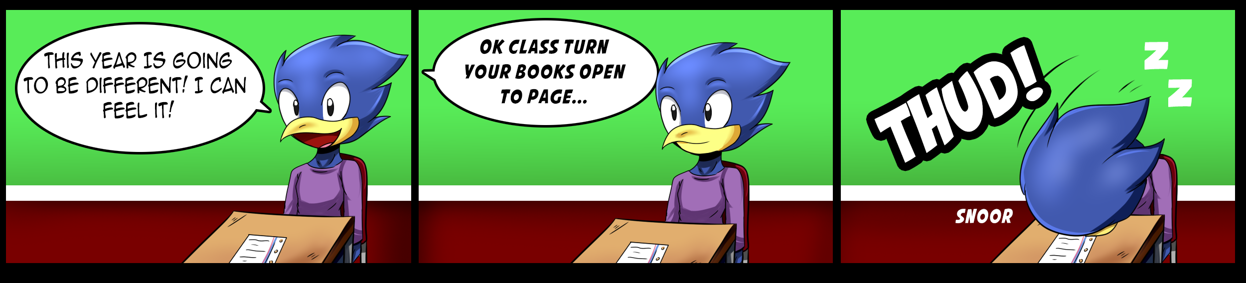 Li'l Hawkster "Back to School" comic strip