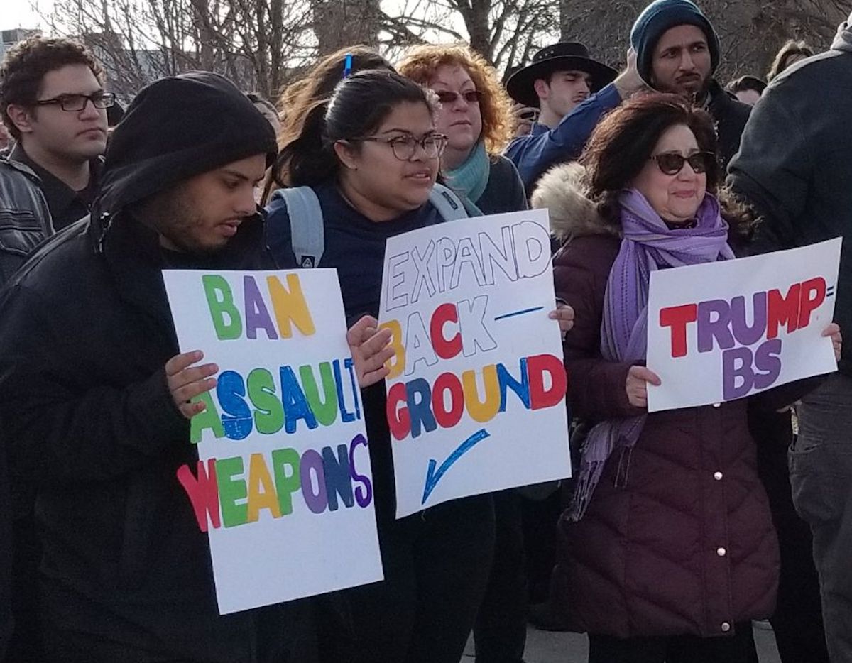 Protesters at March 14 #Enough walkout Henry Ford College main campus