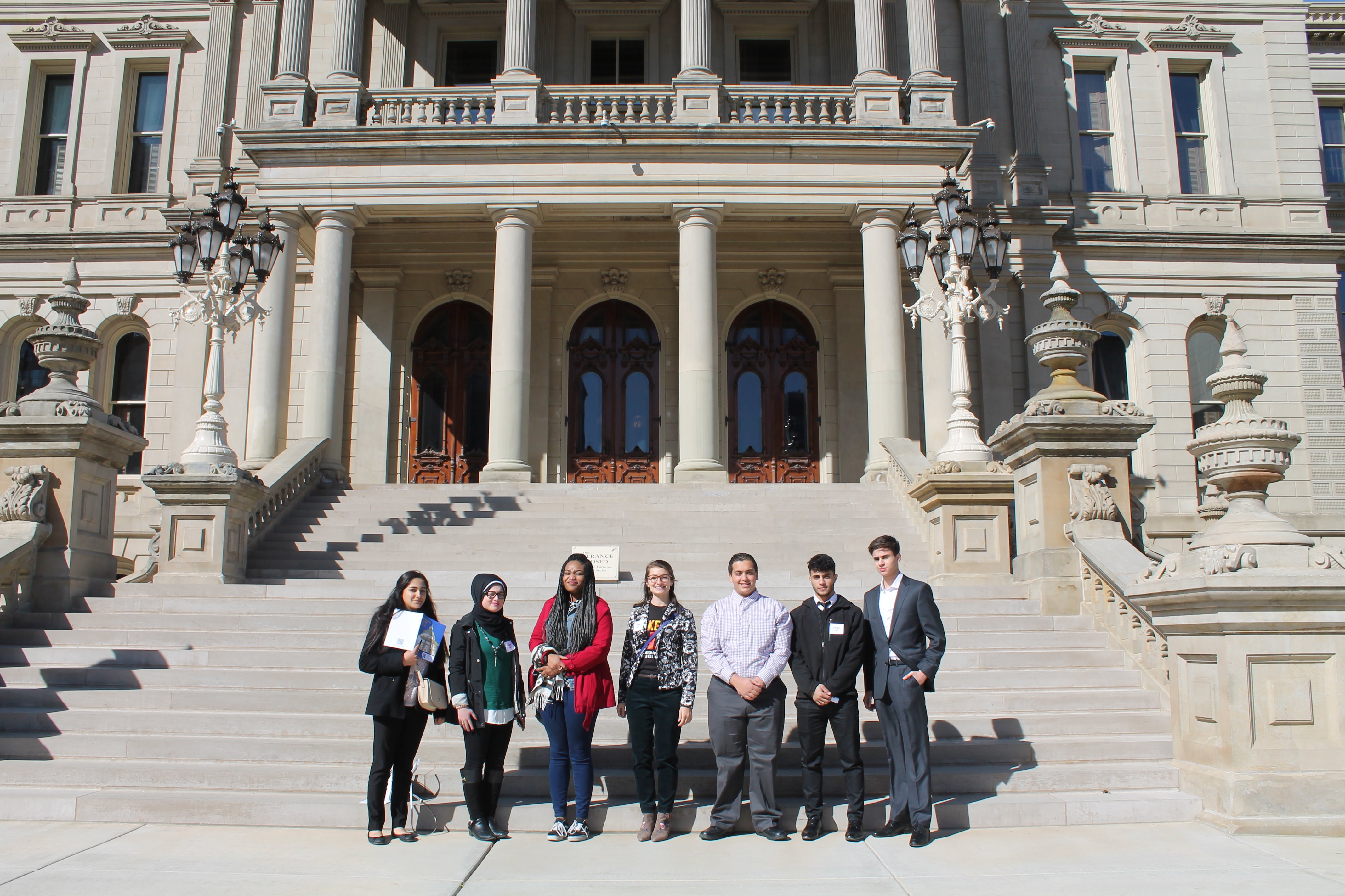 Group of students on the stairs of Central United Methodist Church