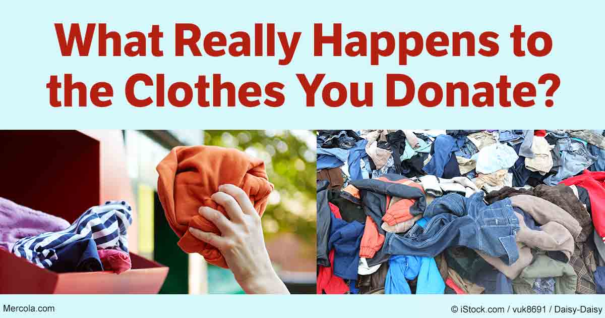 Multiple of images of clothes titled "What Really Happens to the Clothes You Donate?"