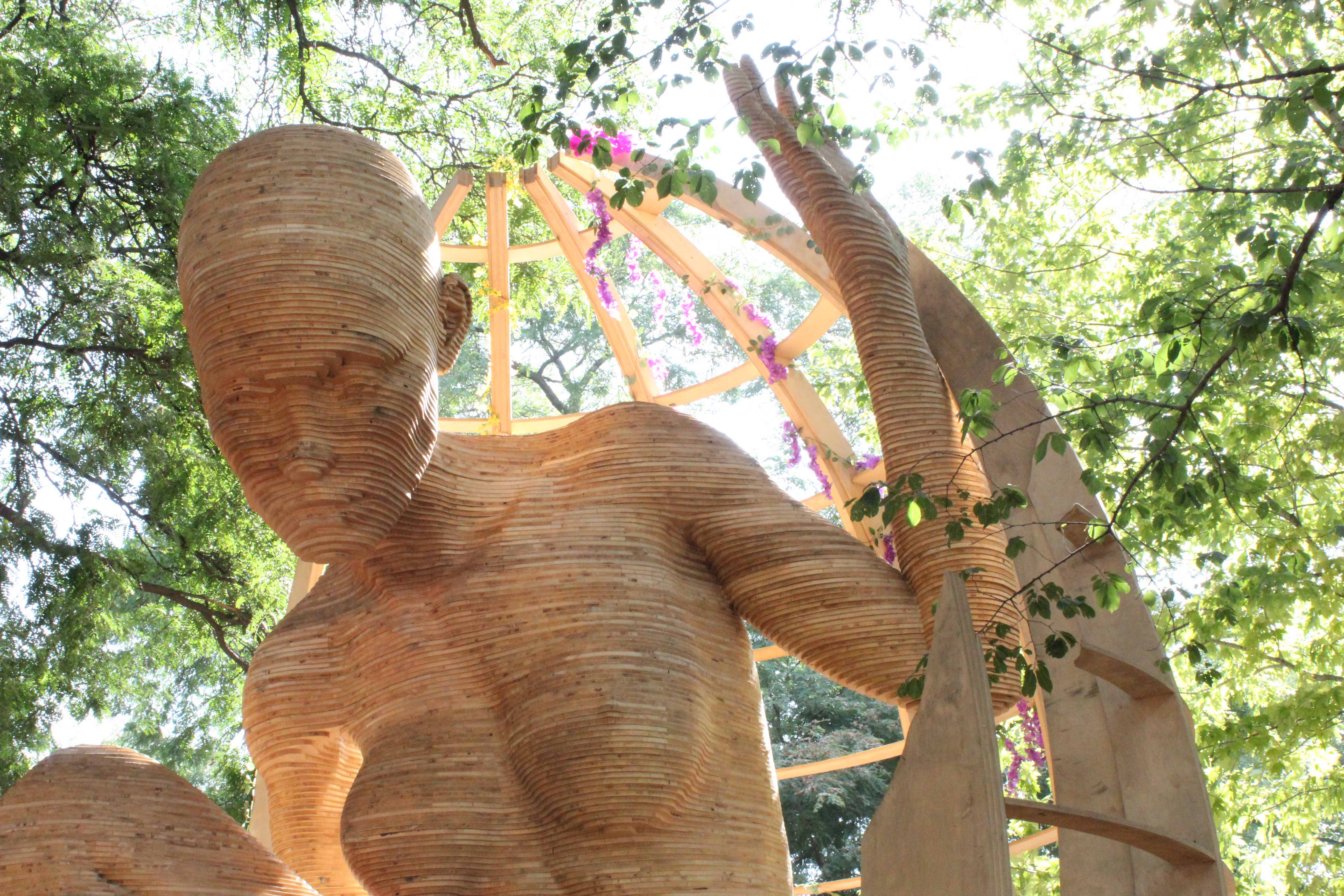Wooden sculpture at ARC Music Festival, Chicago, Sept. 1-3, 2023 Photo by Christopher Namyst