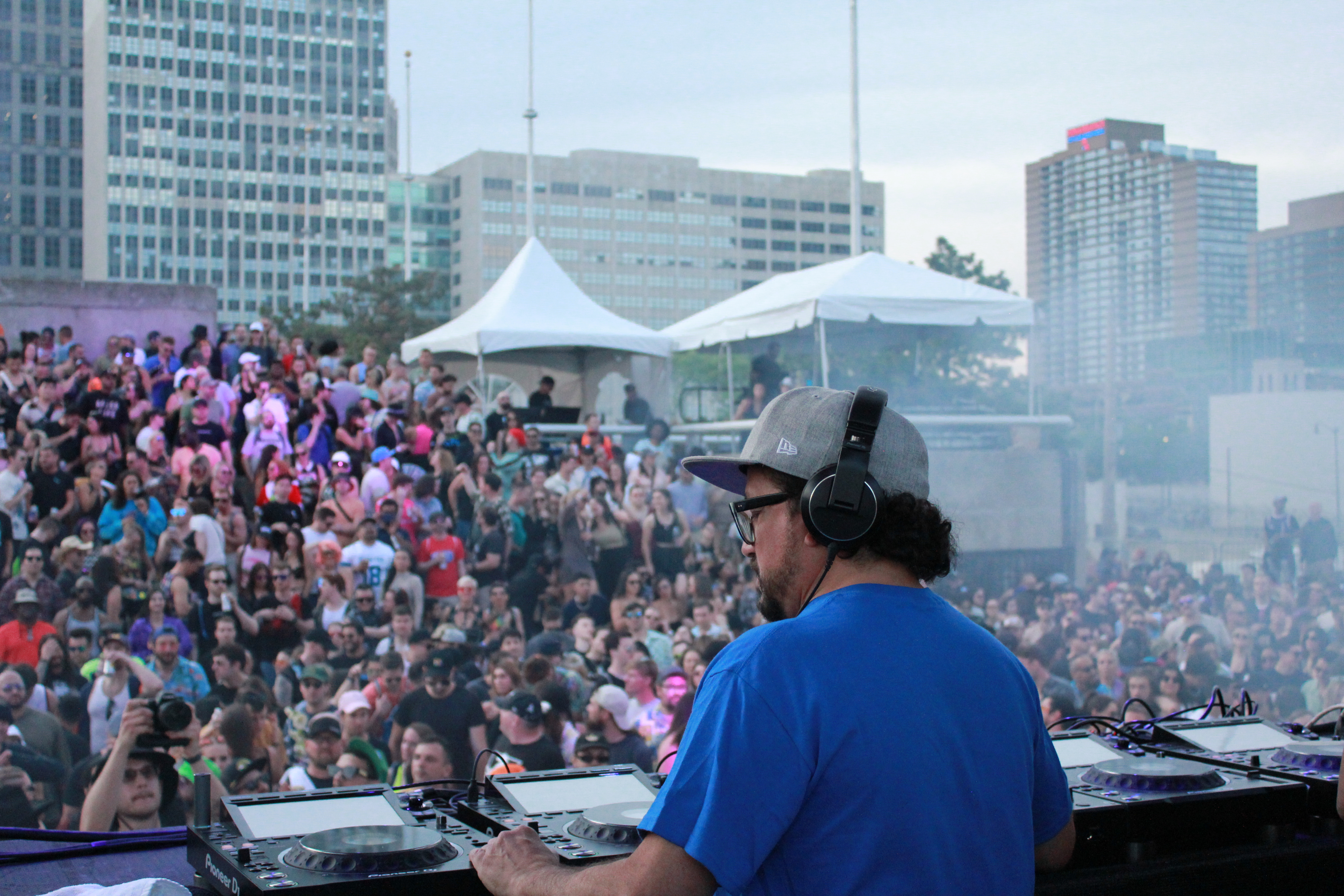 Mark Farina performing on stage at Movement 2023 electronic music festival in Detroit, MI, May 27, 2023. Photo by Christopher Namyst