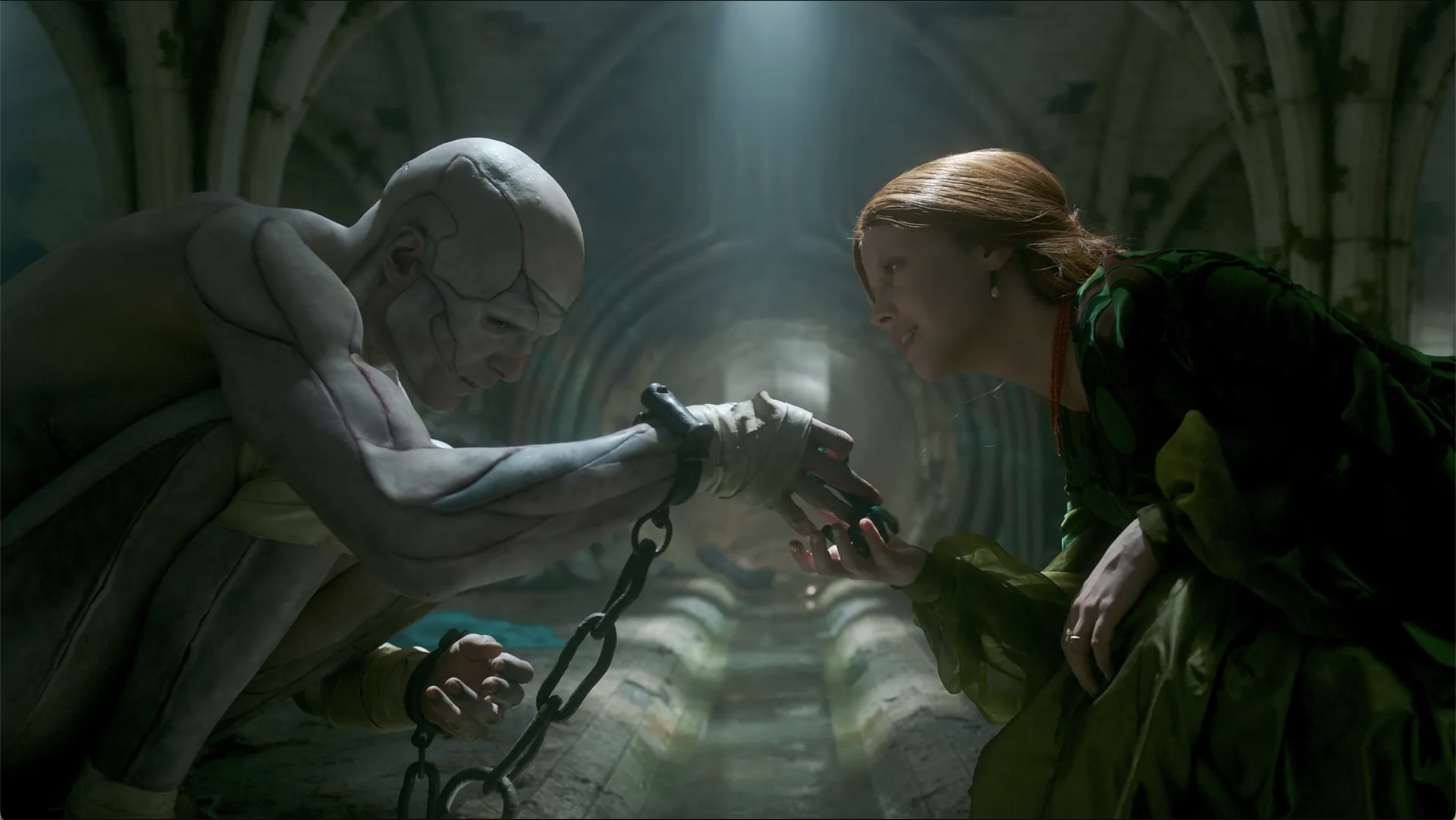 Mia Goth (right) as Elizabeth meeting The Creature (Jacob Elordi) in a scene from “Frankenstein” (2025). Photo courtesy of Netflix Mia Goth (right) as Elizabeth meeting The Creature (Jacob Elordi) in a scene from “Frankenstein” (2025). Photo courtesy of Netflix