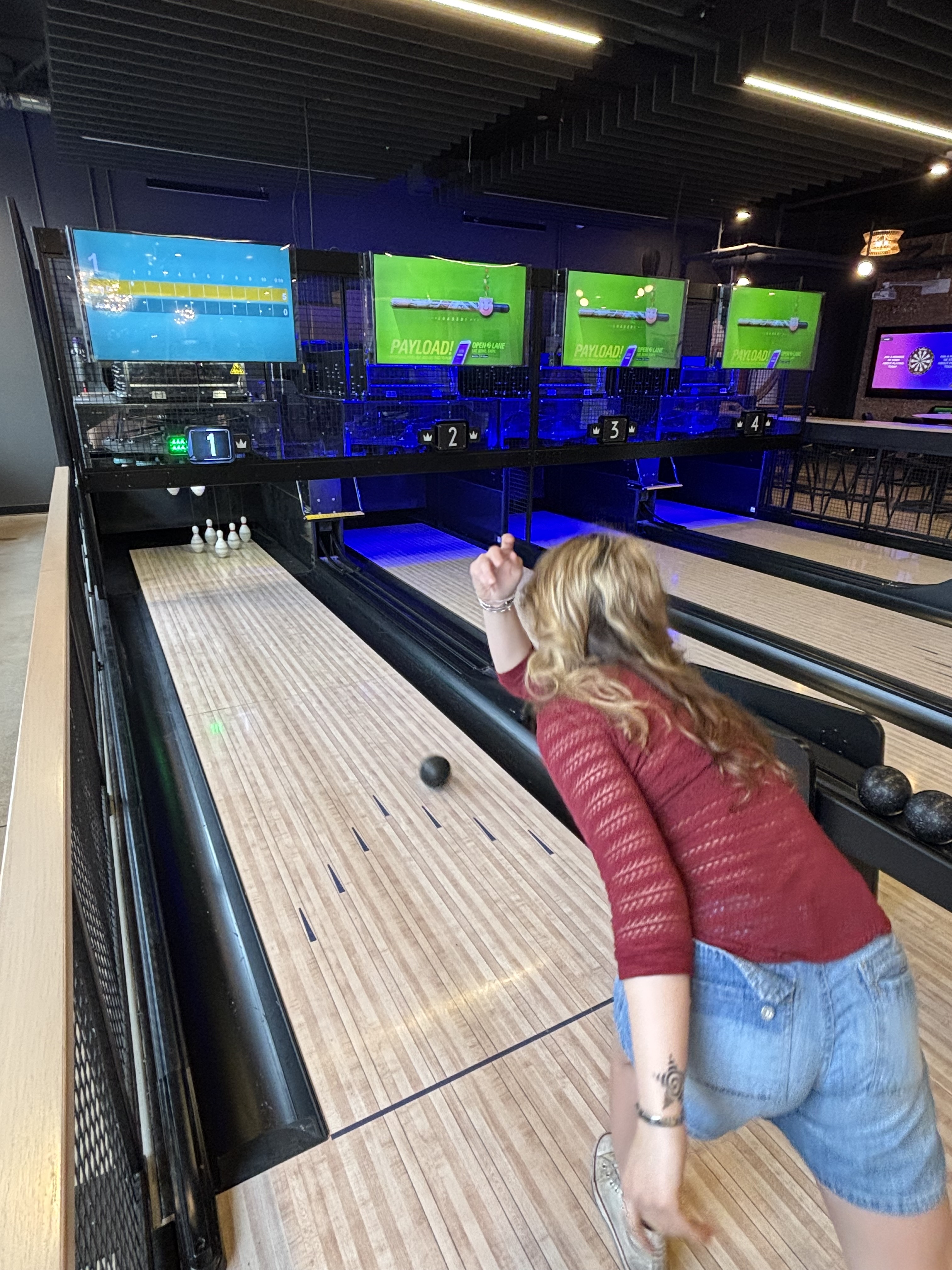 Olivia Draus duckpin bowling at Corktown Taphouse, Detroit, MI
