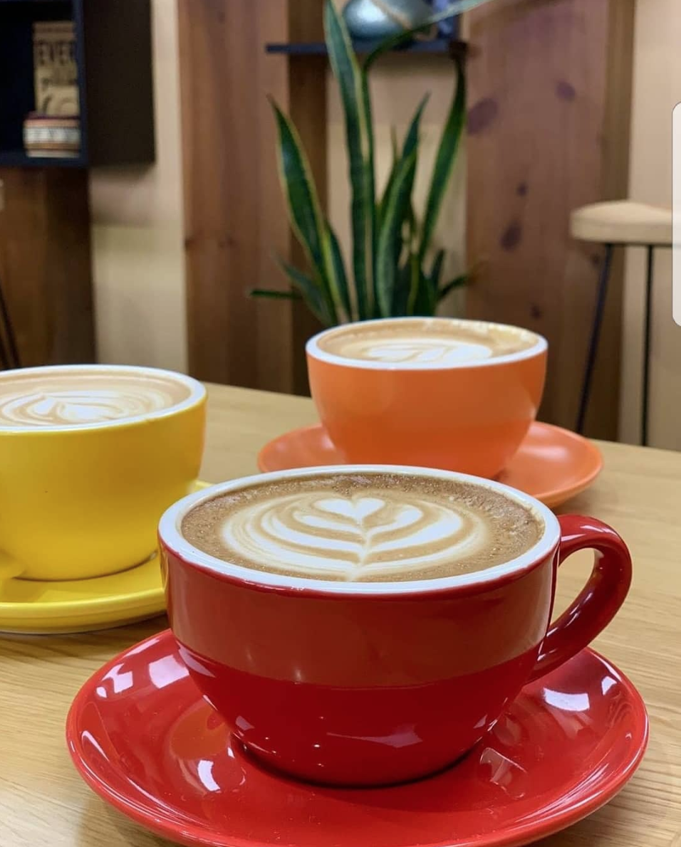 Photo of three cups of coffee from Qahwah House