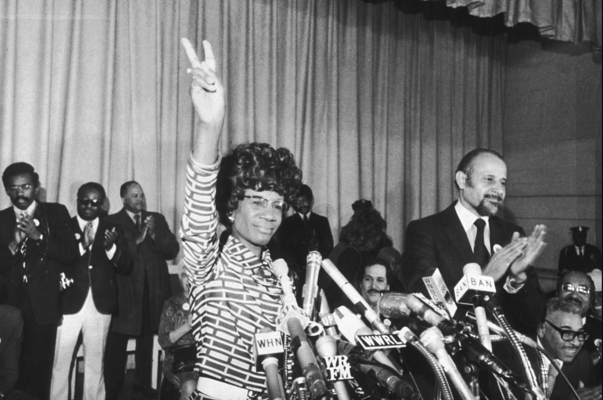 Shirley Chisholm announcing her run for president, 1972. Photo by Don Hogan Charles, New York Times Co.