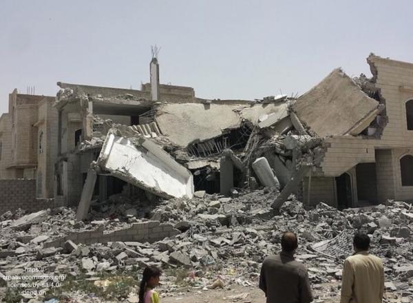Destroyed house in the south of Sanaa, 2015. CREDIT- Ibrahem Qasim ( CC)