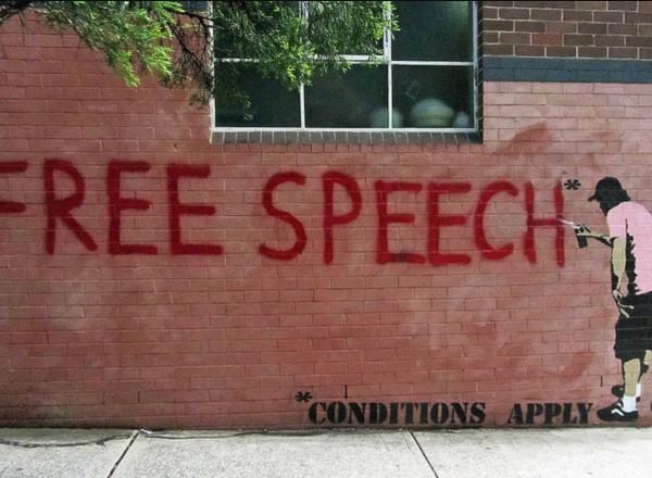 Free Speech (conditions apply) by FUKT, in Enmore, Sydney, Australia. Photo courtesy Flickr wiredforlego