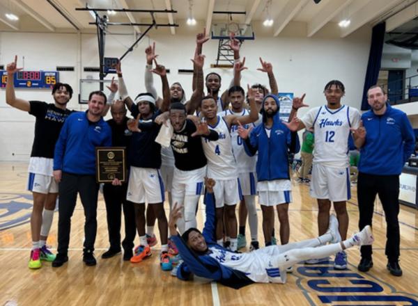 Henry Ford College Hawks Mens Basketball 2023 MCCPA Conference Champtions photo courtesy HFC Marketing