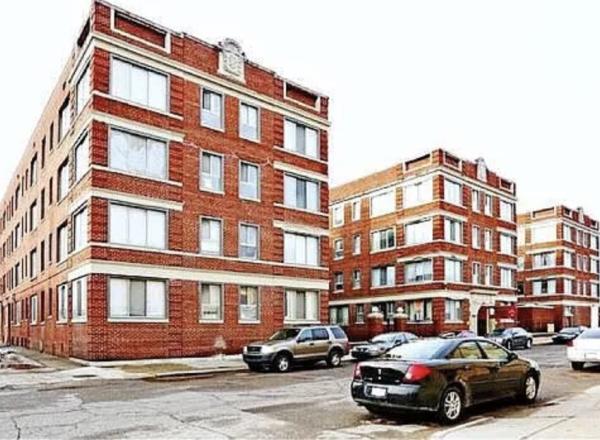 Photo of apartment building at 10 Ferris St. Highland Park, MI, courtesy of Associated Press