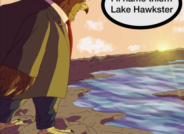 Comic of Trumpster Hawk Declares He is Renaming Lake St. Clair to Lake Hawkster Comic of Trumpster Hawk Declares He is Renaming Lake St. Clair to Lake Hawkster