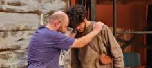 Jim Piche, who plays Captain Ahab, rehearsing scene with Loay El-Hennaoui, who plays Starbuck. Photo by Katherine Warden.