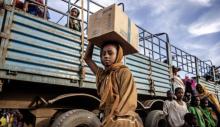 A Sudanese girl at a centre for refugees in Renk, South Sudan, 13 February 2024. Photograph- Luis Tato/AFP/Getty Images