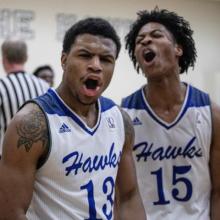Photo of HFC basketball players Luster Johnson and Edwin Bailey