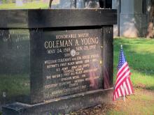 Coleman A. Young who was mayor of Detroit from 1974 - 1993 is buried at the Elmwood Historic Cemetery