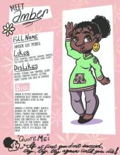 Character profile of Amber Lee Perks for original comic "Effie Vs. Everything" by Chyna Jones