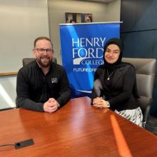 Henry Ford College President David Knezek, Jr. (left) and Mariam Dawi (right). Photo courtesy of Mariam Dawi.