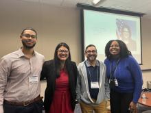 LtoR - Kamal Morgan, Rashida Tlaib, Israel Perez, Ashley Davis. Three of the members of the current student panel stand with Congresswoman Tlaib after the event. Courtesy of Ashlei Chears