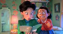 Mei's mom, Ming (Sandra Oh) discovers Mei's drawings of a boy. Courtesy Pixar