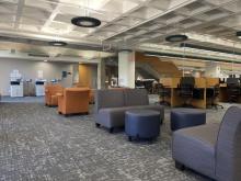 New carpet and updated furniture in Henry Ford College Eshleman Library photo by Ali Seblini