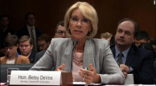 Photo of Secretary of Education Betsy DeVos at a congressional hearing