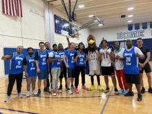 Student vs Staff Basketball Tournament group photo by Aiden Rush