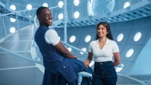The Doctor (Ncuti Gatwa) and Belinda Chandra (Varada Sethu). Photo courtesy of DisneyPlus