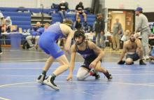 Hawks wrestler Vincent Navarro at MCCAA Champtionship in Muskegon, Michigan, Feb. 8, 2026. Photo courtesy of Angie Kwiatkowski