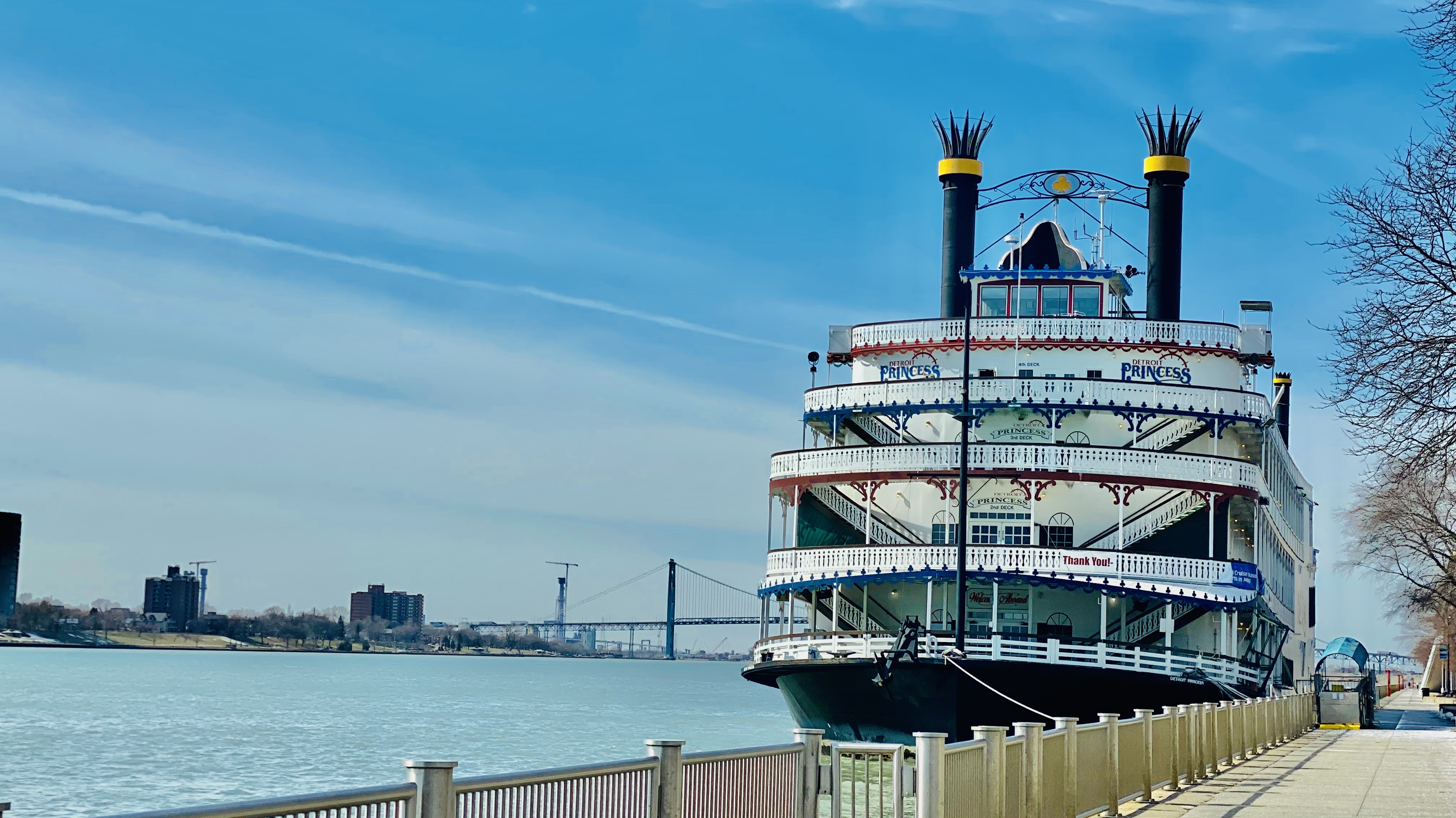 The Detroit Princess Riverboat can be spotted along the trail. Photo by Zynab Al-Timimi
