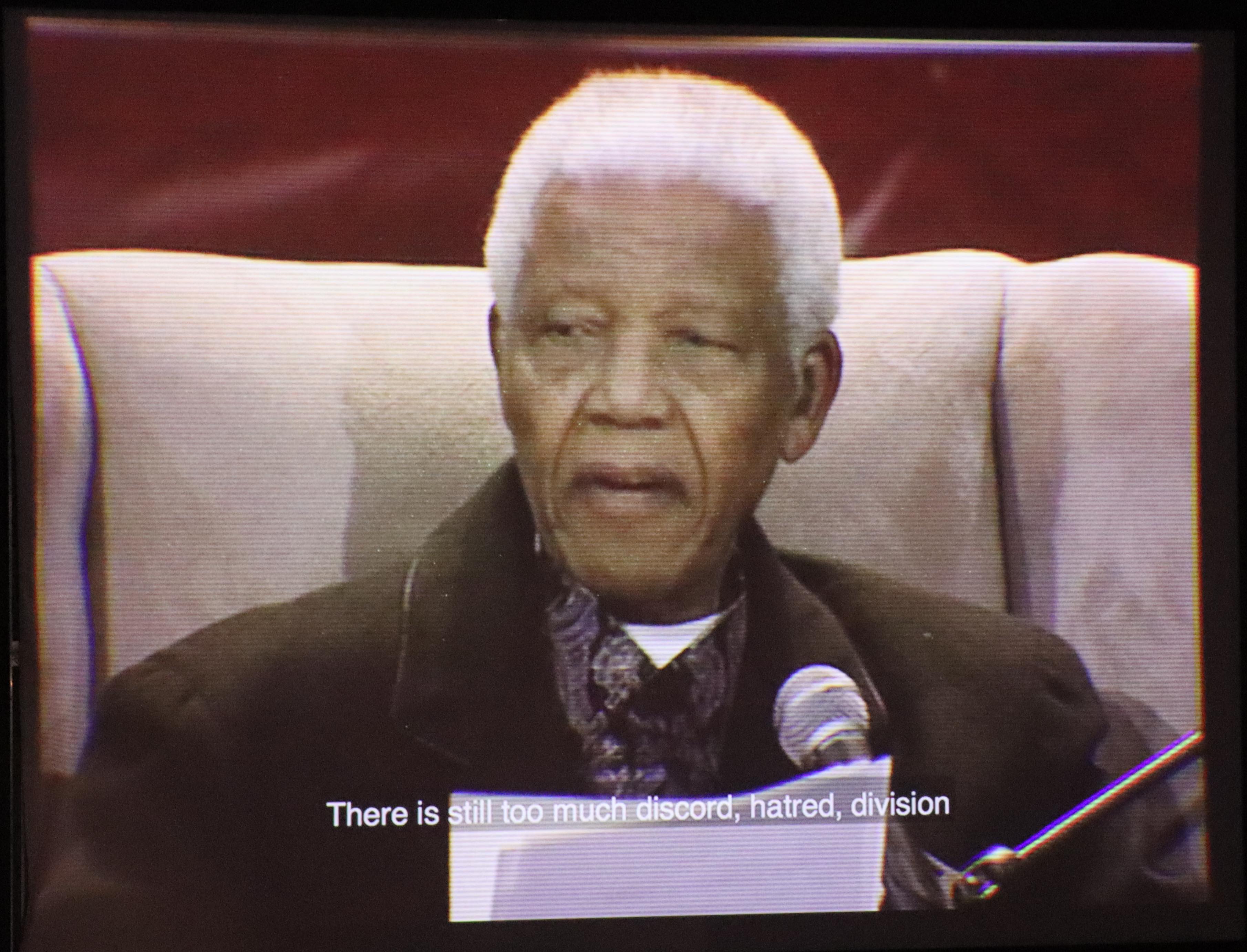 Video shown at "Mandela: The Official Exhibition" at The Henry Ford Museum. Photo by Ashley Davis